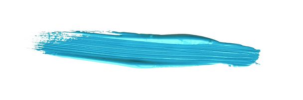 Pincelada azul-turquesa pincelada sobre fundo isolado, textura de aquarela de lona - Foto, Imagem