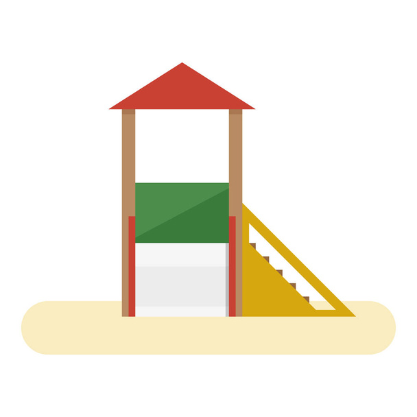 Детская площадка с горками и лестницами. Векторное плоское оборудование для детей игры на открытом воздухе изолированы на белом фоне
 - Вектор,изображение