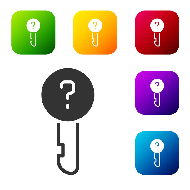 Icona chiave nera indefinita isolata su sfondo bianco. Imposta le icone nei pulsanti quadrati a colori. Illustrazione vettoriale
 - Vettoriali, immagini