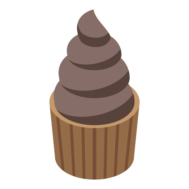 Chocolate cupcake icon, isometric style - Vector, Image