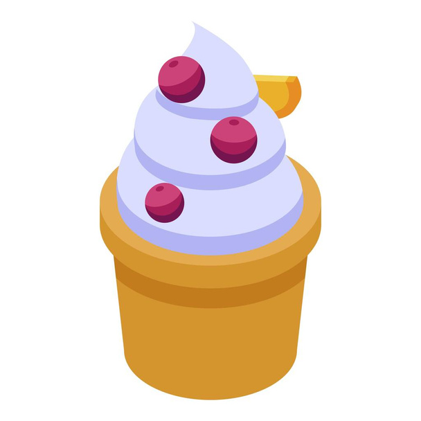 Cream cupcake icon, isometric style - Vektor, kép