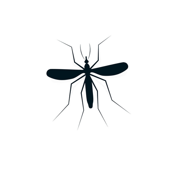 Логотип Anopheles quito. Опасный логотип кровососущего насекомого. Летающая икона болезни Денге. Черно-белая инфекционная векторная иллюстрация
. - Вектор,изображение