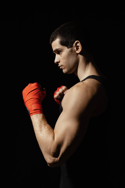 Sportsman boxer fighting. Sport concept. - Fotó, kép