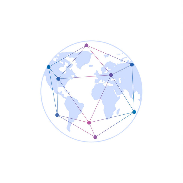Távoli munka logotípus. Föld gömb, vezeték nélküli internet logó. Globális hálózati ikon. Nemzetközi szabadúszó rendszer. Üzleti együttműködési jel. - Vektor, kép