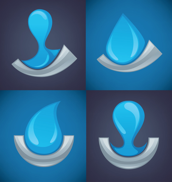 Set of water design elements, emblems, signs and icons - Vector, Image