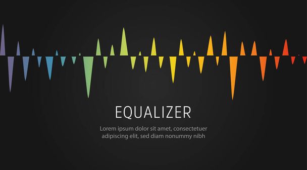 Sound equalizer pattern, music digital wave, voice tune graphic wave line, soundwave spectrum, colorful visual signal, isolated vector illustration, - Vetor, Imagem