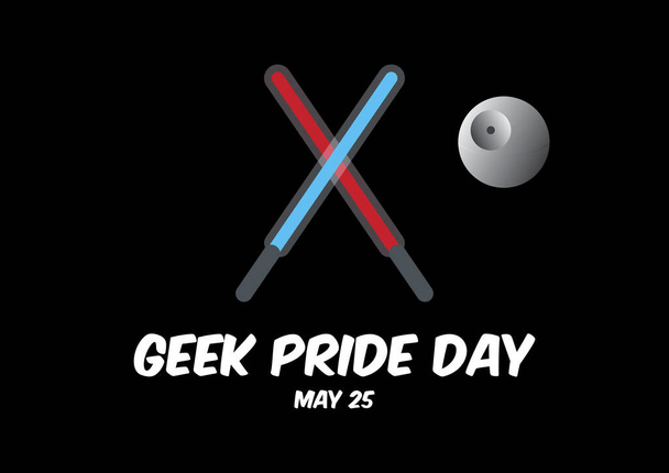 Geek Pride Day vector. Crossed light sabers icon vector. Laser sword vector. Attributes of Star Wars vector. Geek Pride Day Poster, May 25. Important day - Vector, Image