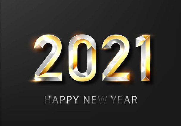 Šťastný Nový rok 2020 zlaté a stříbrné zimní svátky blahopřání design šablony. Párty plakát, banner nebo pozvání zlaté třpytivé hvězdy konfety třpytky dekorace. - Vektor, obrázek