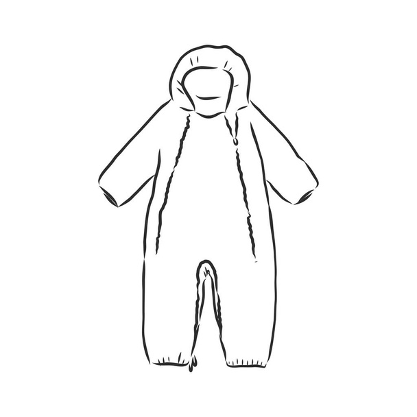 Macacão infantil com capuz. Esboço. ilustração do vetor do macacão do inverno das crianças
 - Vetor, Imagem