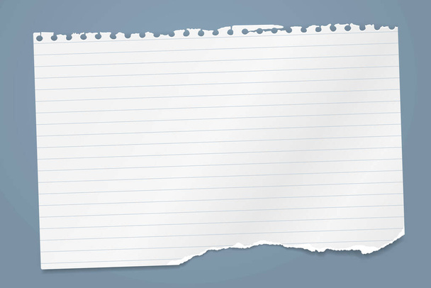 Zerrissen von weißen horizontalen und linierten Notizen, Notizbuchpapier Stück auf blauem Hintergrund geklebt. Vektorillustration - Vektor, Bild
