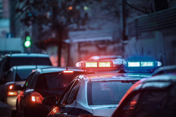 Police Vehicles with Flashing Lights. - Foto, Imagem