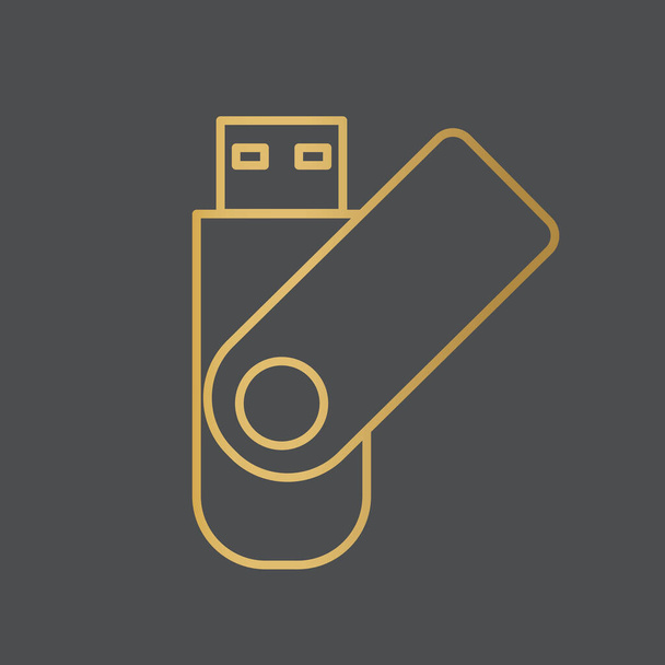 złoty pendrive USB ikona wektor Ilustracja - Wektor, obraz