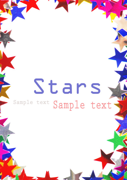 Star shaped confetti of different colors frame - Foto, immagini