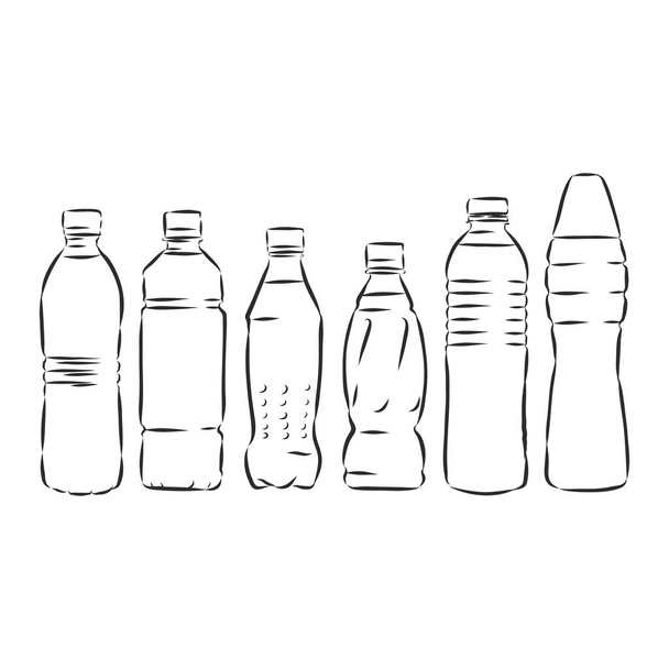 Векторний одинарний ескіз пластикової пляшки води
 - Вектор, зображення