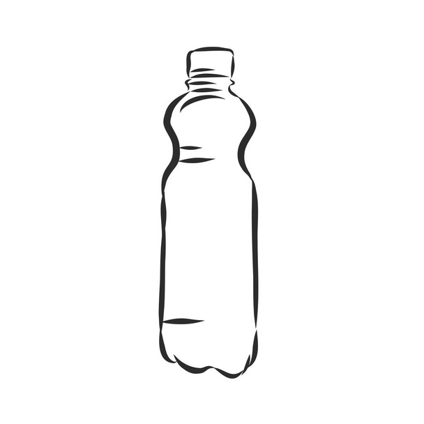 Vector enkele schets plastic fles water. plastic fles, container, vector schets illustratie - Vector, afbeelding