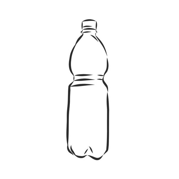 Vector Single Sketch Plastikflasche mit Wasser. Plastikflasche, Behälter, Vektorskizze Illustration - Vektor, Bild