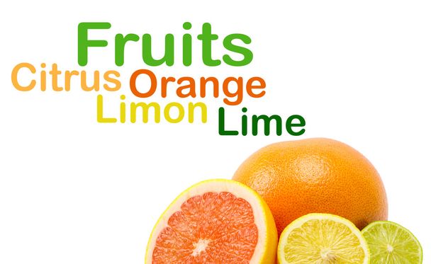 image of a fresh whole lime,lemon and orange isolated on white - Φωτογραφία, εικόνα