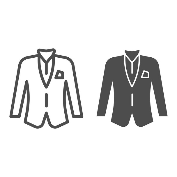 Blazer line and glyph icon. Jacket vector illustration isolated on white. Formal clothes outline style design, designed for web and app. Eps 10. - Вектор,изображение