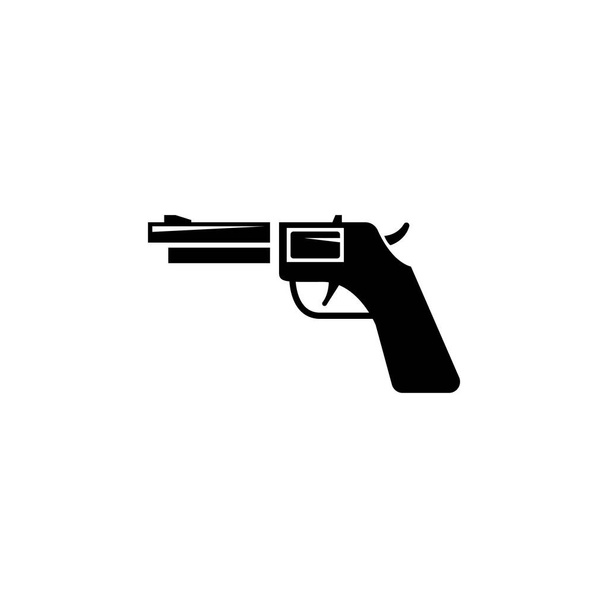 Revolver, Wapenpistool, Western Handgun. Platte vectoricoon illustratie. Eenvoudig zwart symbool op witte achtergrond. Revolver, Weapon Gun, Western Handgun ontwerp sjabloon voor web en mobiele UI element - Vector, afbeelding