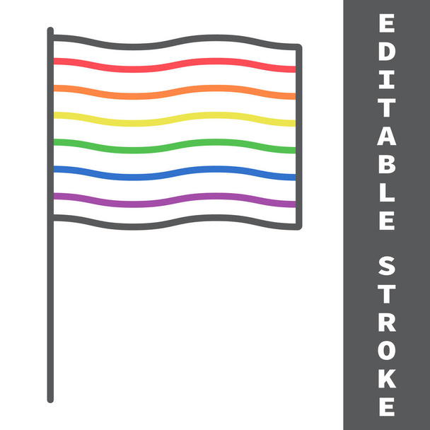 LGBT vlajka ikona čáry, lgbt a hrdost, duhová vlajka znamení vektorová grafika, editovatelný tah lineární ikona, eps 10. - Vektor, obrázek