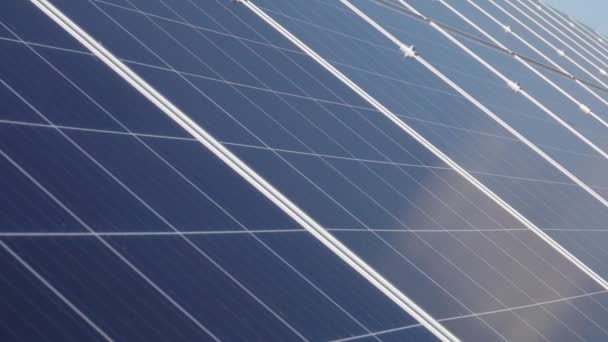 Solar panel close-up, solar energy production farm. Renewable Sun Energy - Filmati, video
