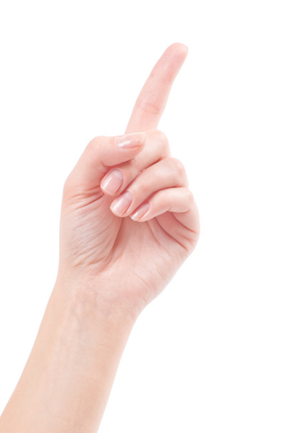 Hand with index finger, isolated on a white background - Fotó, kép
