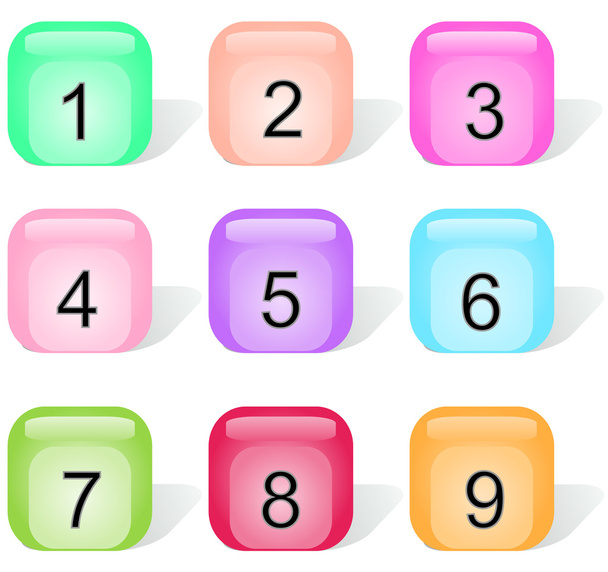 Set of glossy buttons with numbers - Διάνυσμα, εικόνα