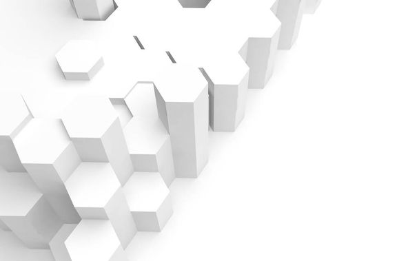 White abstract background with honeycomb. Hexagon bars isolated on white backdrop. 3D illustration - Foto, immagini
