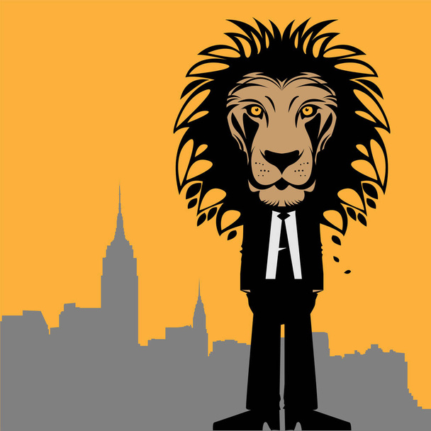 Hombre de negocios con una cabeza de león, ilustración vectorial
 - Vector, Imagen
