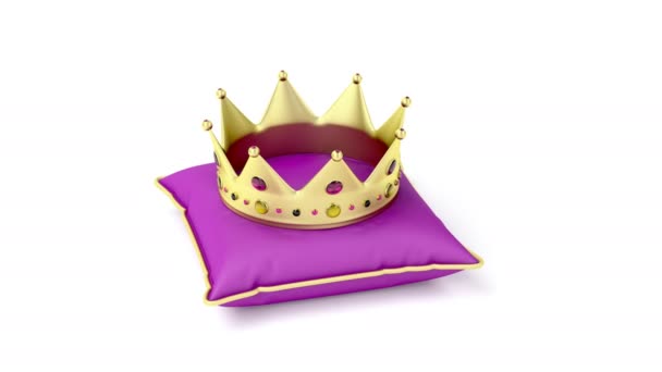 Королевская золотая корона на фиолетовой подушке на белом фоне
 - Кадры, видео