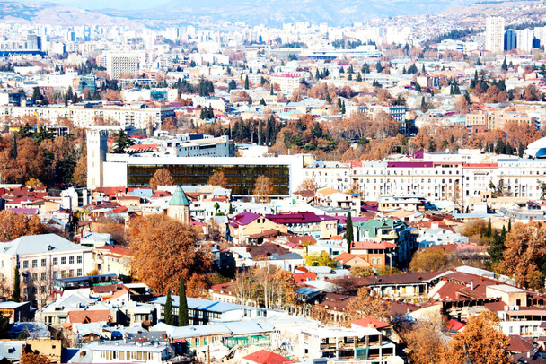 TBILISI, GEORGIA December 17, 2019: Beautiful aerial view of the old part of city in Tbilisi, Georgia - Zdjęcie, obraz
