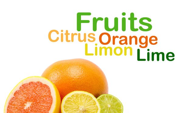 image of a fresh whole lime,lemon and orange isolated on white - Fotó, kép