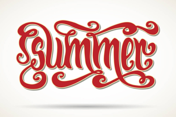Hand drawn vintage red word Summer isolated over white background, vector illustration. - Vektor, obrázek