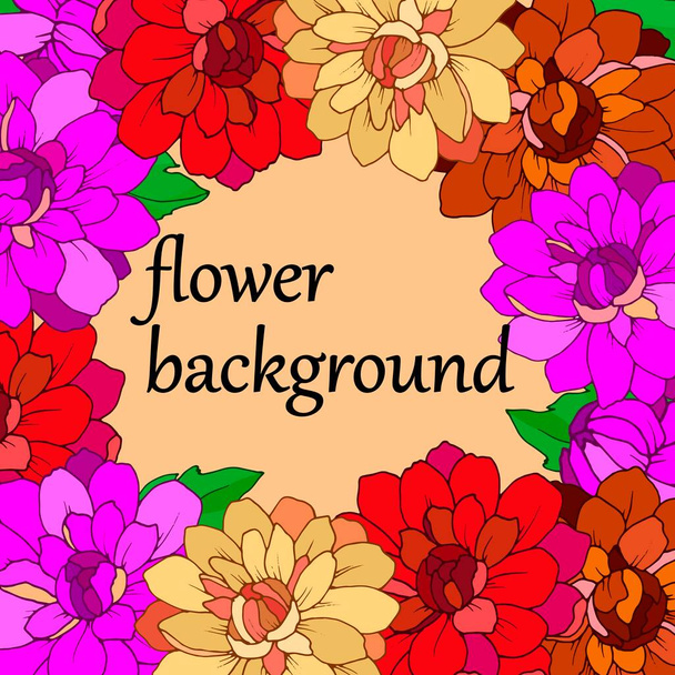 fondo para saludos con flores de dalia, ilustración vectorial para diseño diferente
 - Vector, imagen