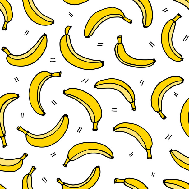 Безшовні візерунки. Векторні ілюстрації. Жовті банани на білому тлі
. - Вектор, зображення