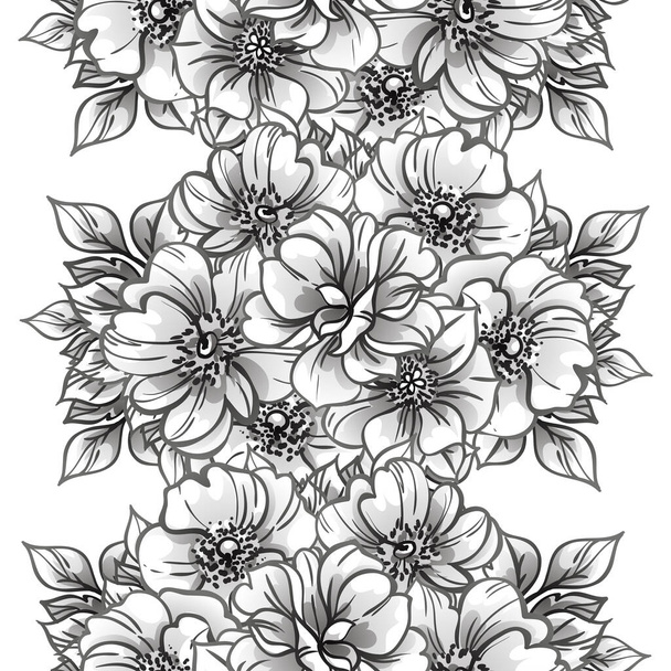 Bezešvé monochromatický vintage styl květiny vzor - Vektor, obrázek