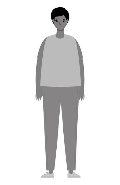 Isolated avatar man cartoon in gray colors vector design - Vector, Image