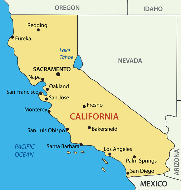 カリフォルニア - ベクトル マップ - ベクター画像
