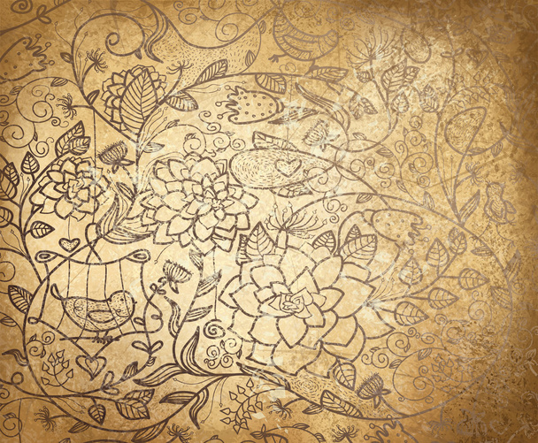 Vektor abstrakte florale Muster auf altem Papier Hintergrund. - Vektor, Bild