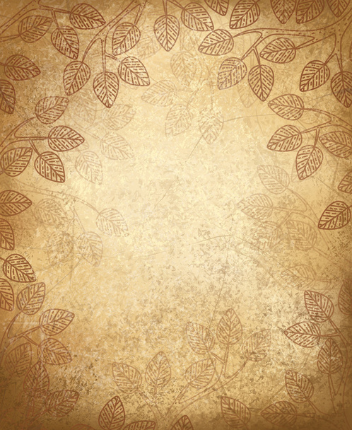 Vector leaves pattern on old paper background. - Vector, Image