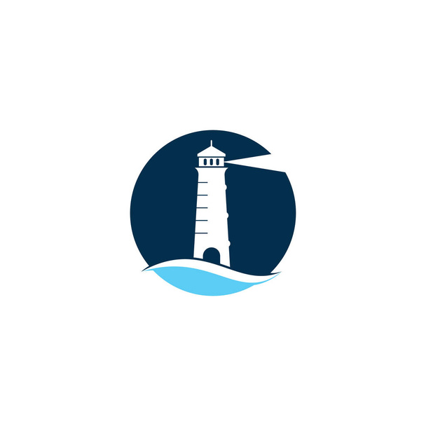 Дизайн векторного логотипа маяка. Waves Lighthouse иконка дизайн логотипа векторного шаблона иллюстрации. - Вектор,изображение