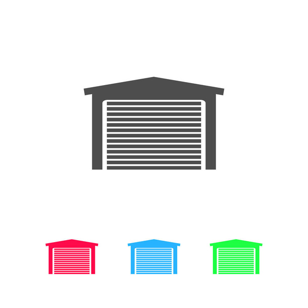 Icono del garaje plano. Pictograma de color sobre fondo blanco. Símbolo de ilustración vectorial e iconos de bonificación
 - Vector, imagen