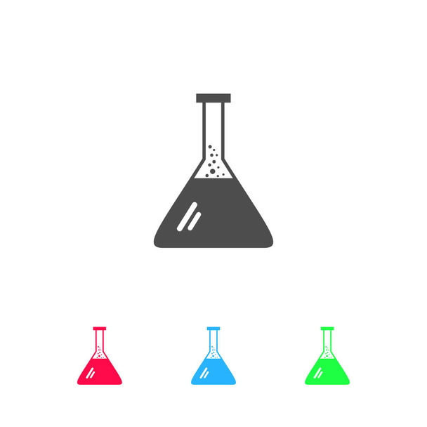 Reagenzglas-Symbol flach. Farbiges Piktogramm auf weißem Hintergrund. Vektor-Illustrationssymbol und Bonussymbole - Vektor, Bild
