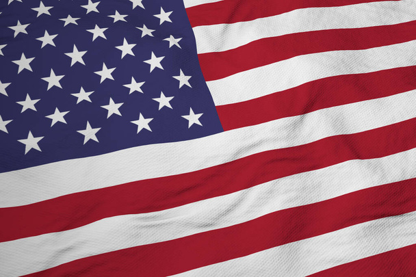 Full frame close-up σε μια κυματιστή αμερικανική σημαία σε 3D απόδοση. - Φωτογραφία, εικόνα