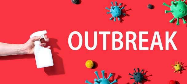 Outbreak theme with sanitizing spray - Foto, Bild