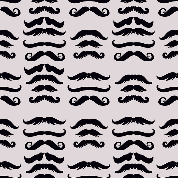 Funny  seamless pattern with mustache. Father's day. Cute vector texture in flat cartoon style. For your design, posters, textile, wedding invitation.  Vector illustration.   - Vector, imagen
