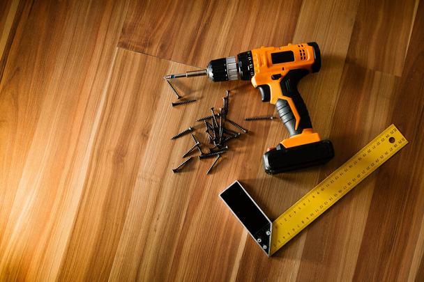 screwdriver with nails, construction tools for repair, nobody - Fotoğraf, Görsel
