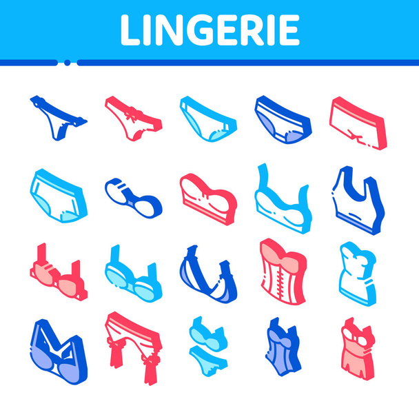 Lingerie podprsenky kalhotky Izometrické ikony Set Vector - Vektor, obrázek
