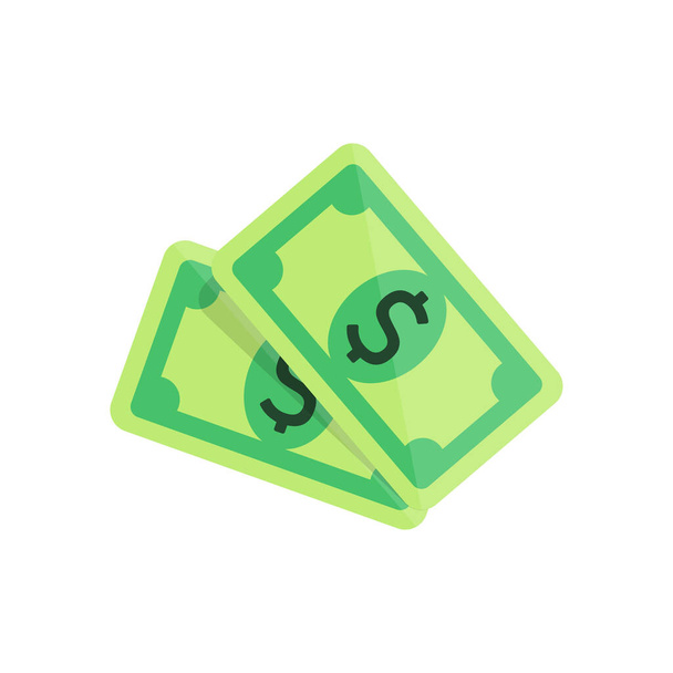 Money, banknote or dollar bill icon flat on isolated white background. EPS 10 vector - Vector, imagen