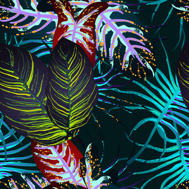 Tropical Leaf. Modern Motif. Jungle Print. - Vetor, Imagem